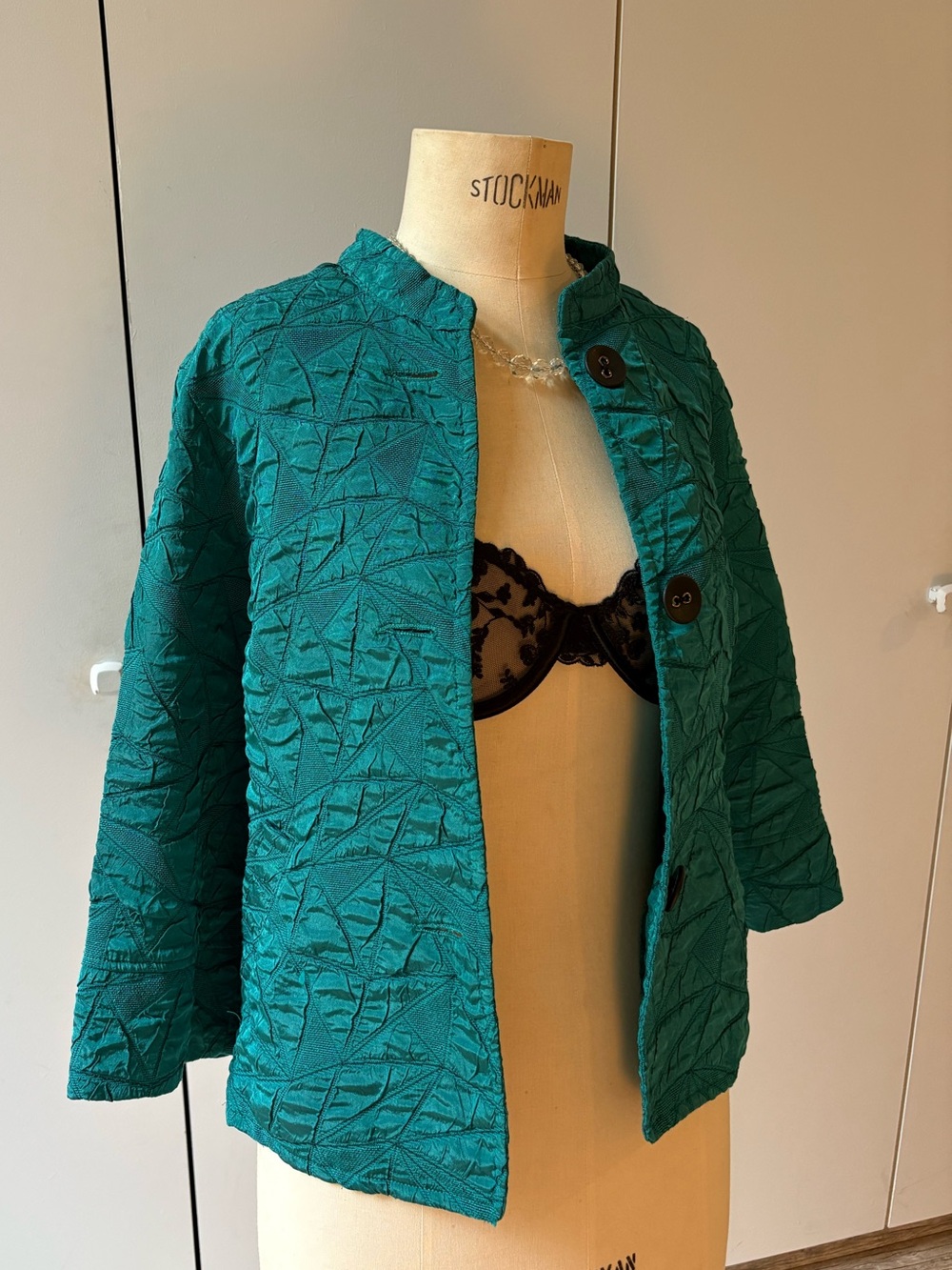 Women's Teal Textured Quilted Puffer Jacket - Lightweight Layer